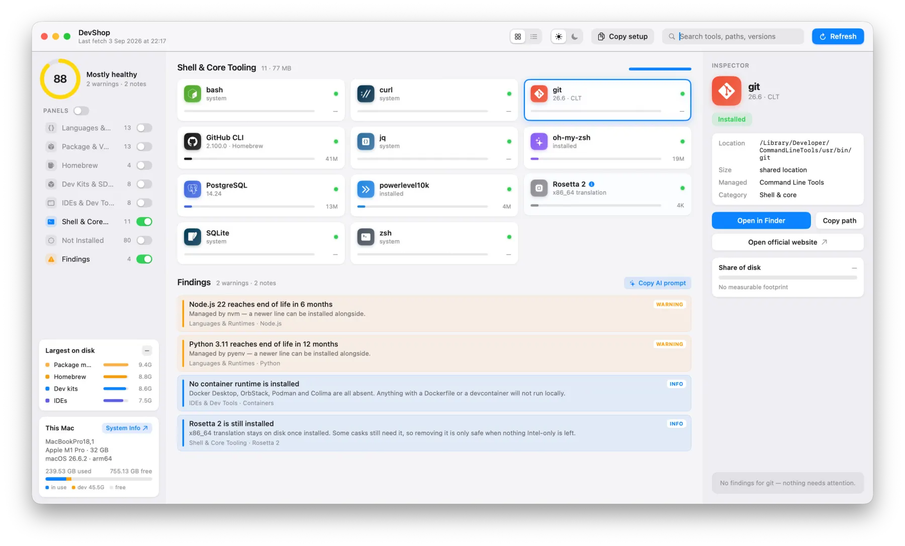 Devshop mac app: I got tired of not knowing what was installed on my own Mac, so I spent my weekends